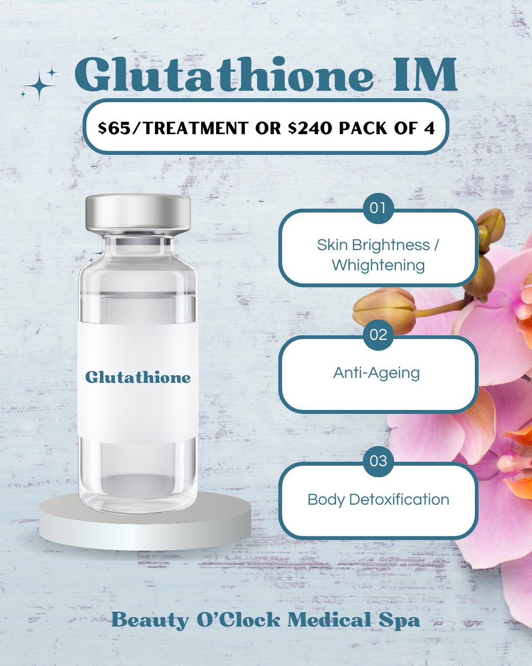 Glutathione Antioxidant Injection in Aurora & Vaughan | Beauty O'Clock Beauty O'Clock Medical Spa Glutathione Antioxidant Injection in Aurora & Vaughan | Beauty O'Clock Beauty O'Clock Medical Spa